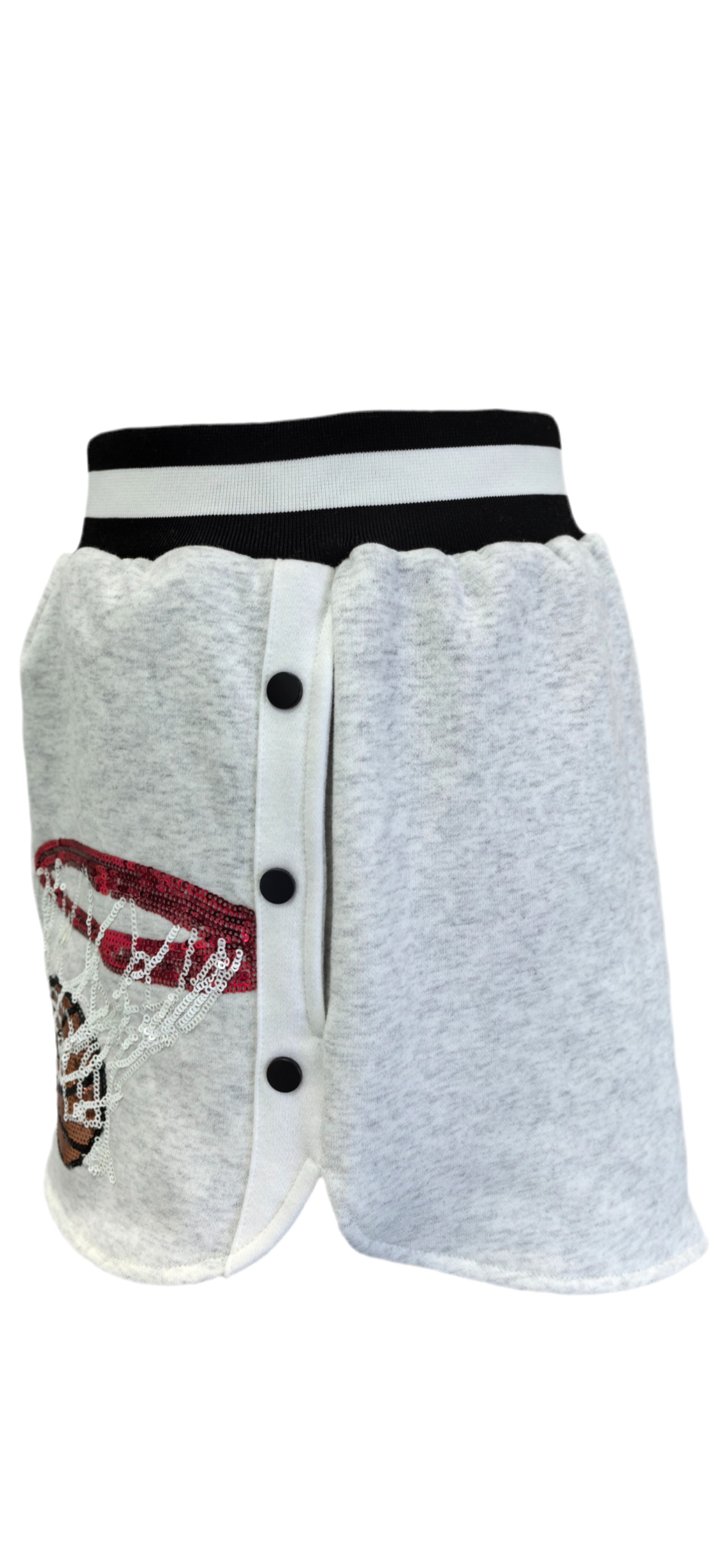 Queen of Sparkles Grey Snap Side Basketball Hoop Shorts