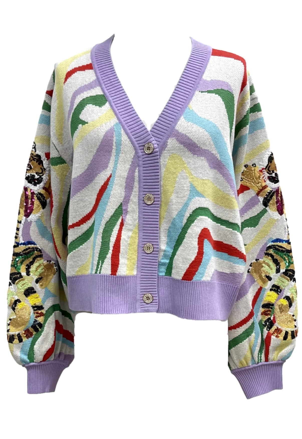 Queen of Sparkles Rainbow Tiger Cardigan
