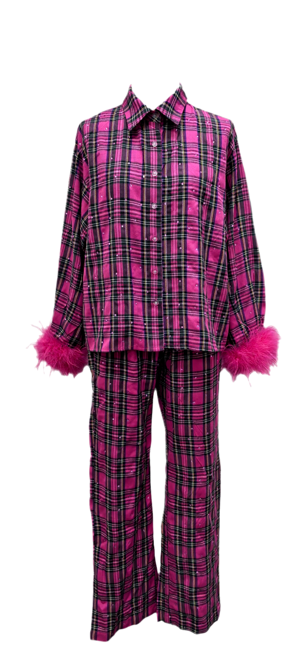 Queen of Sparkles Pink Plaid Pants