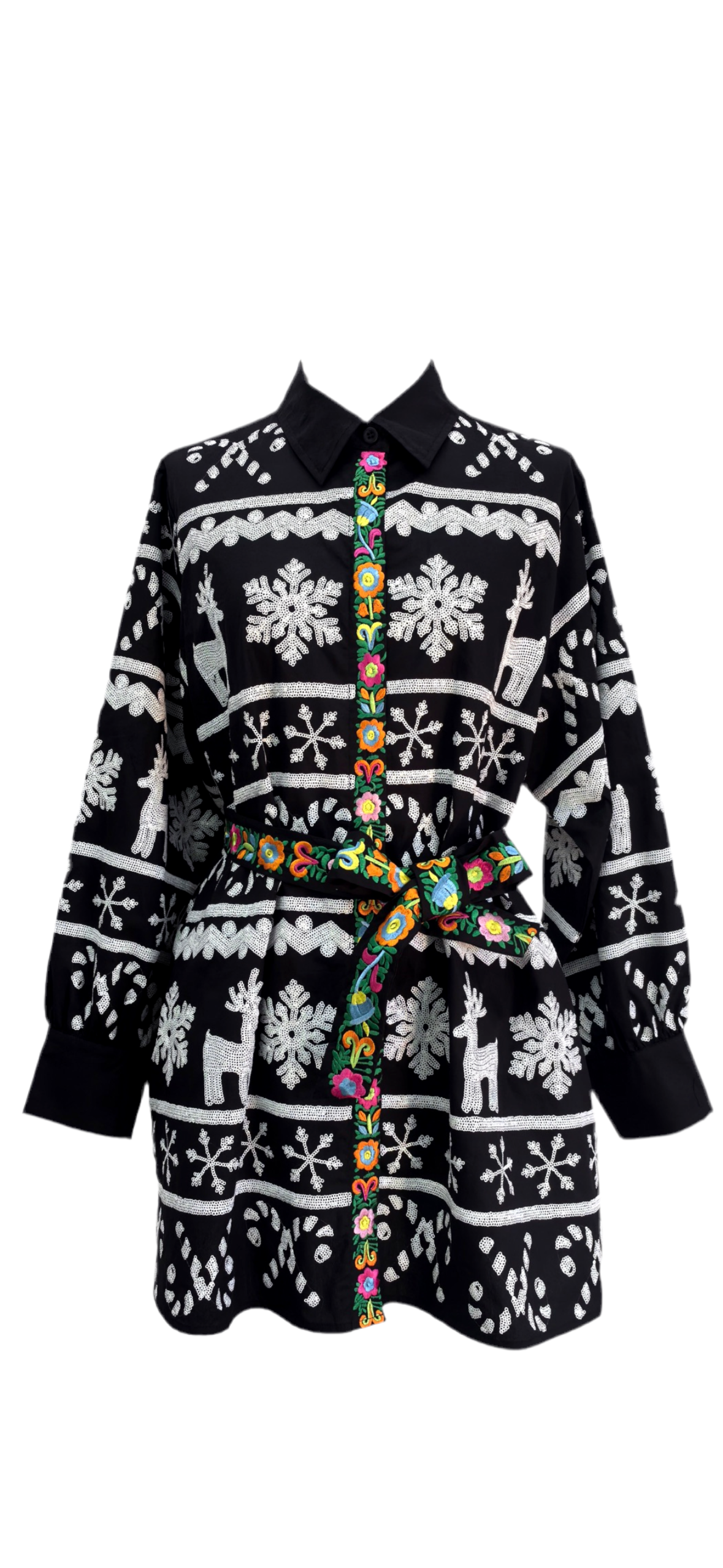 Queen of Sparkles Nordic Reindeer & Snowflake Dress