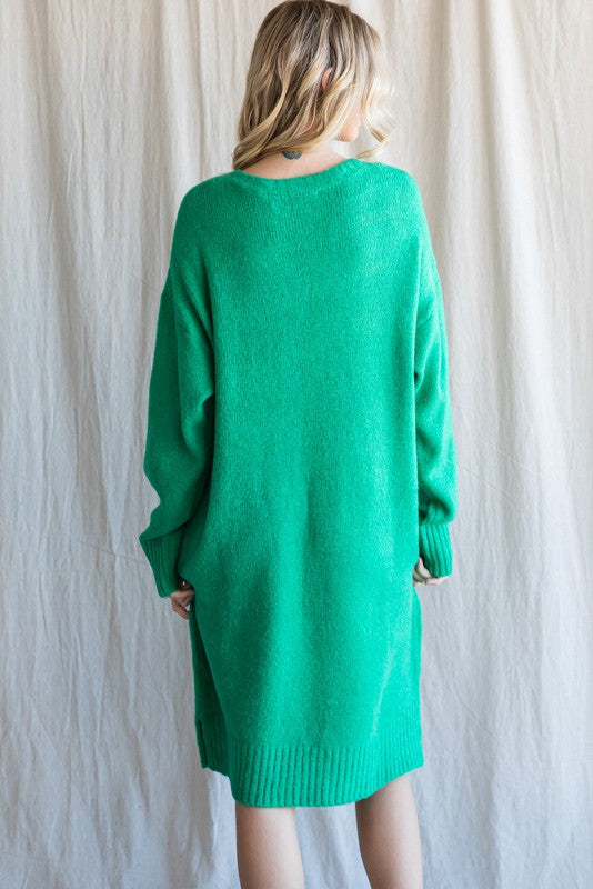 Emerald Knit Sweater Dress