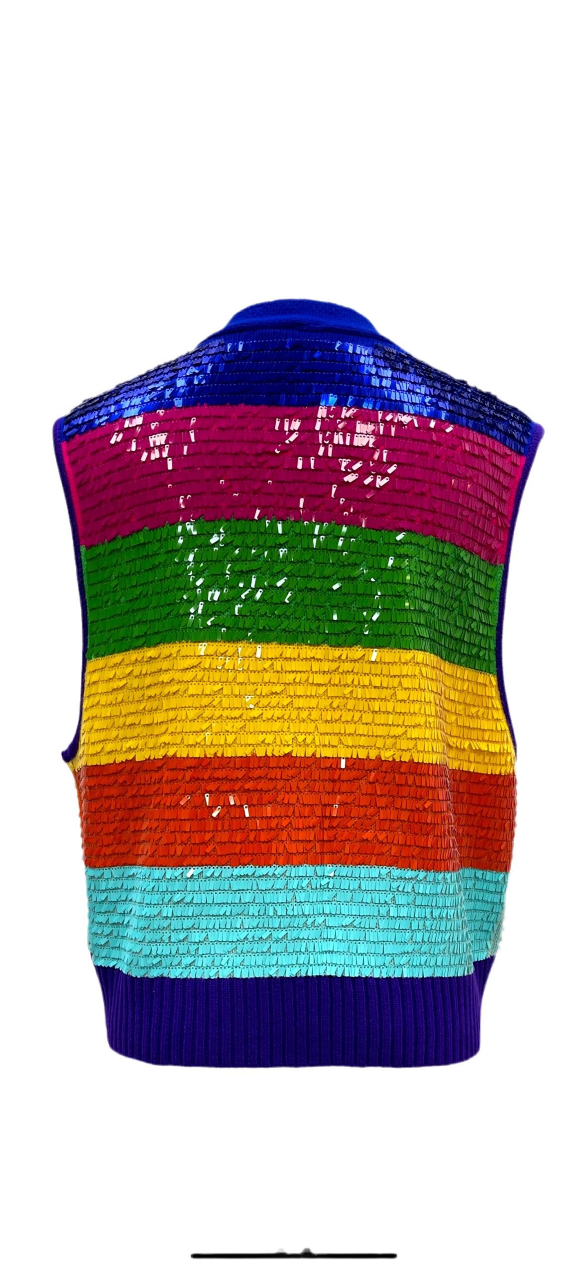 Queen of Sparkles Full Sequin Rainbow Stripe Sweater Vest