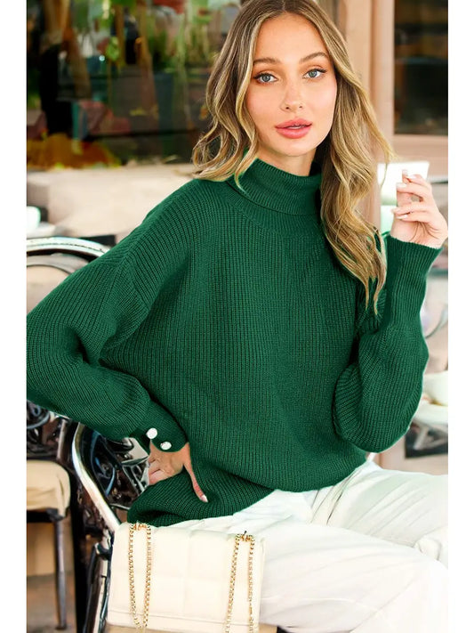 Evergreen Pearl Button Sweater