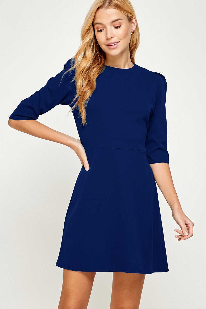 a line skater dress with sleeves Black Plus A Line Skater Dress