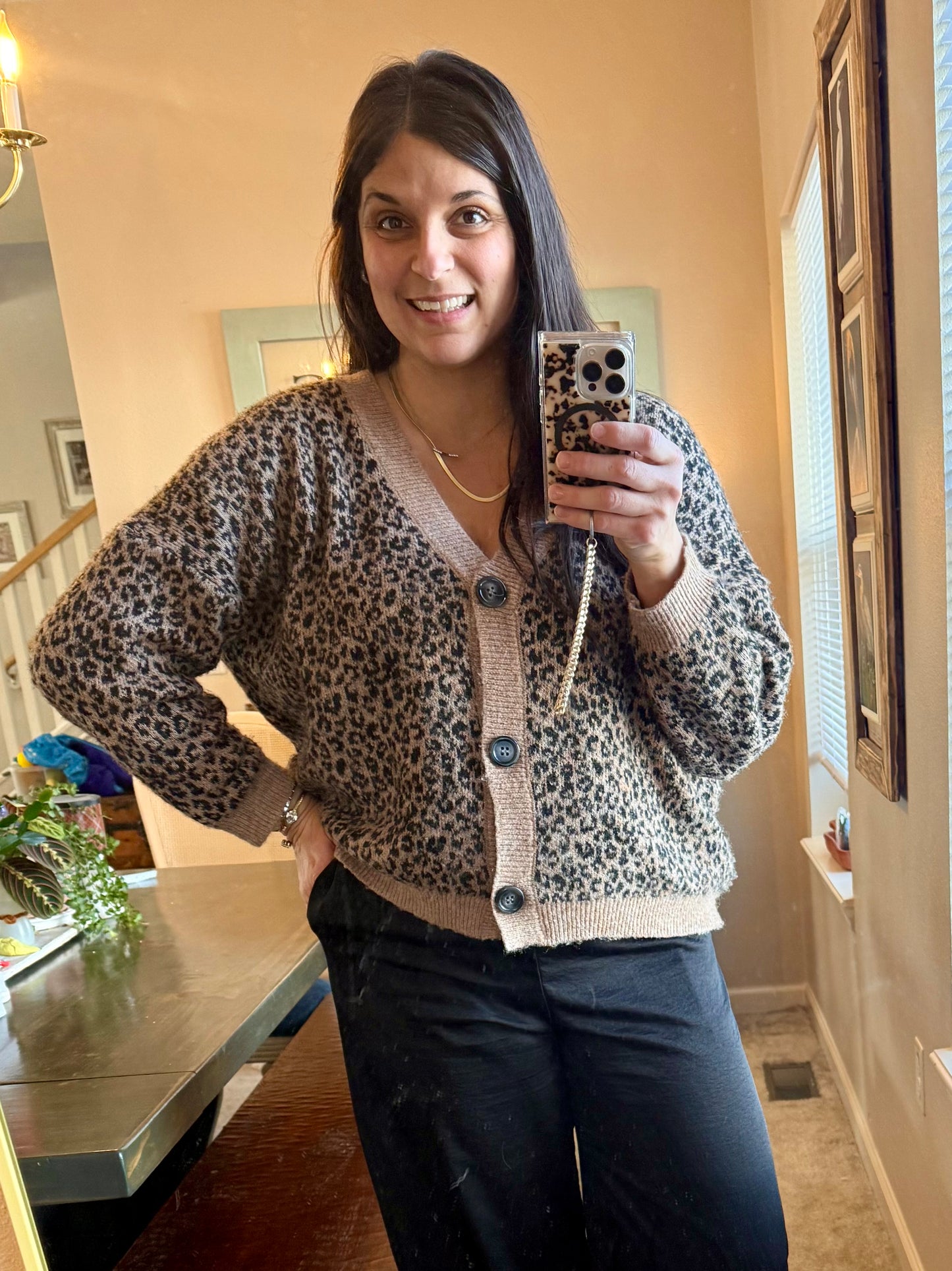 Animal Print Knit Cardigan