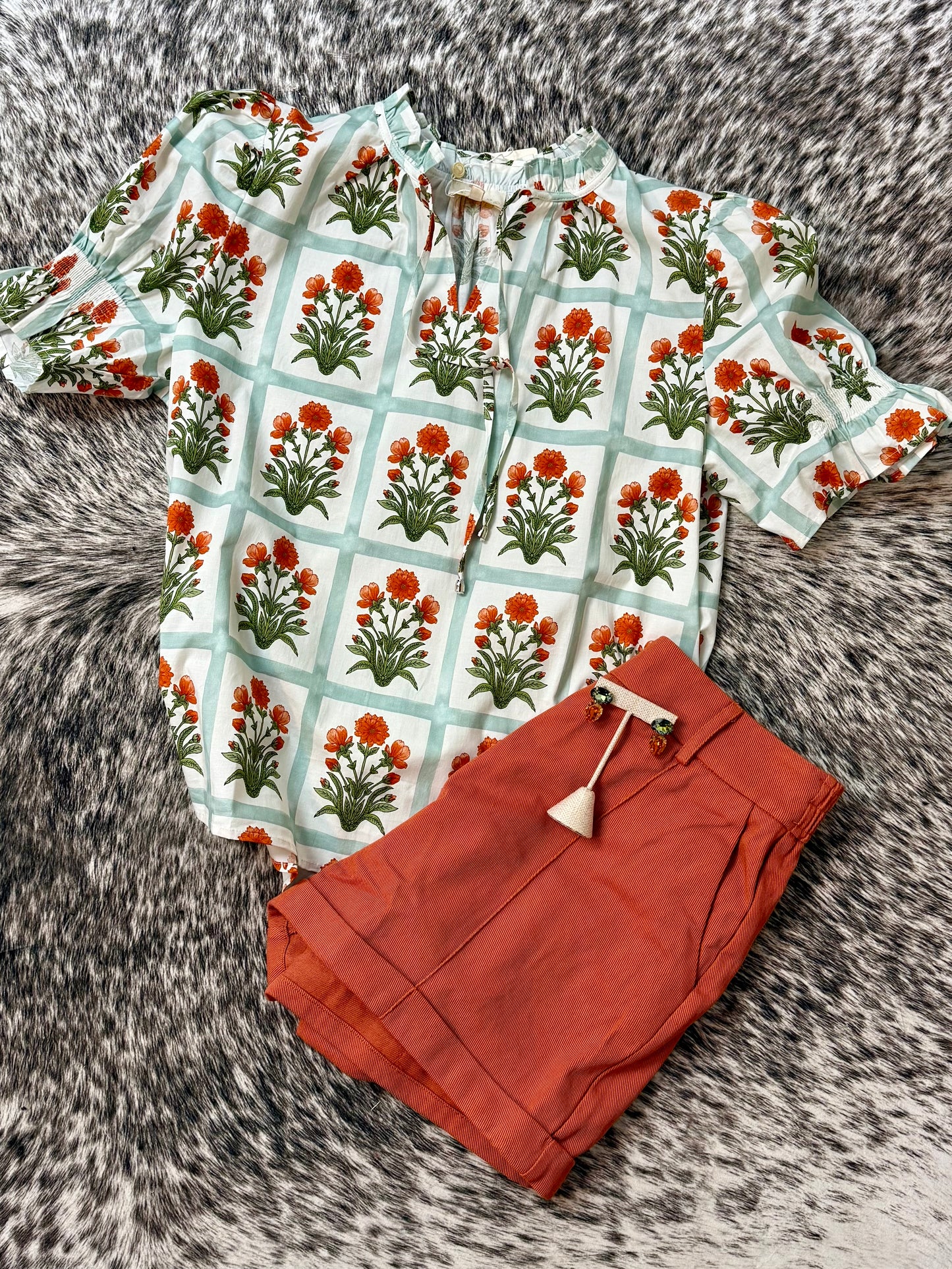 Floral Window Pattern Pullover Top