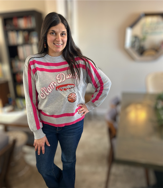 Queen of Sparkles Grey & Pink Slam Dunk Sweater