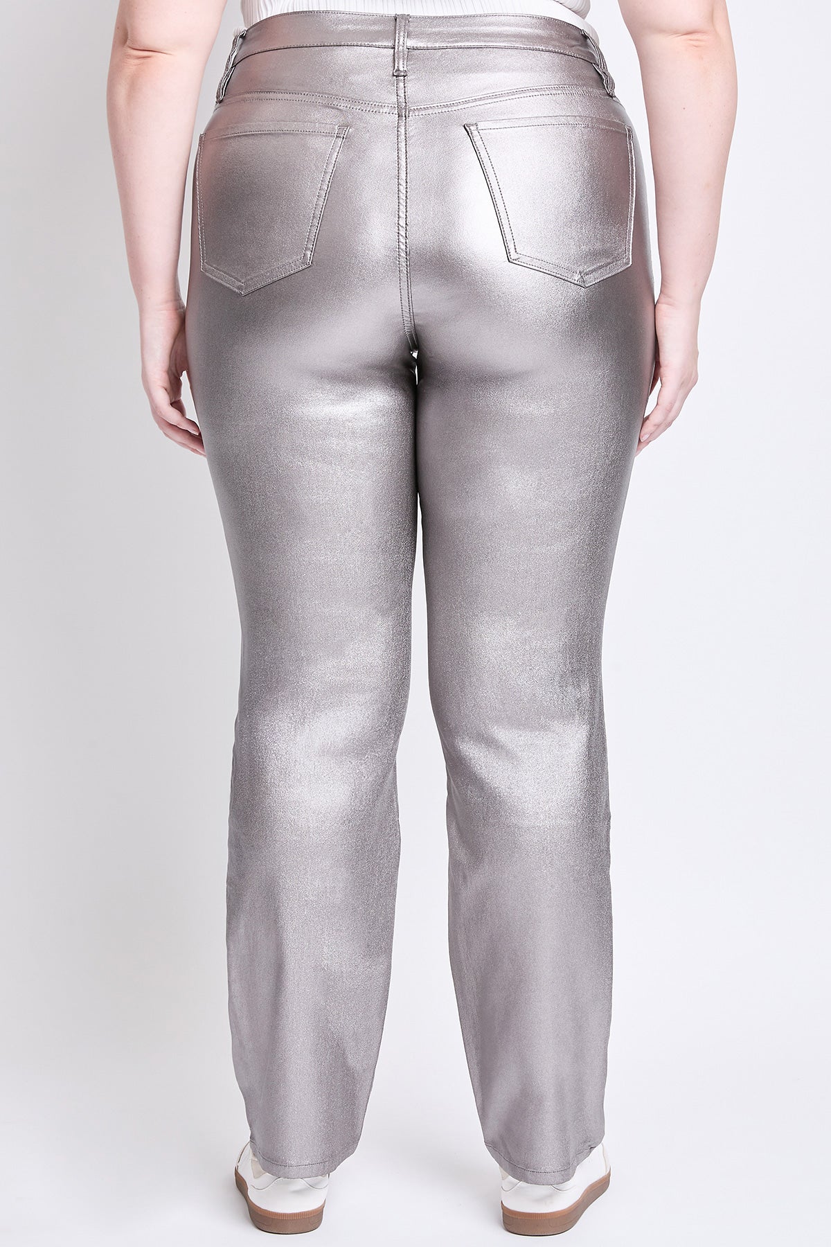 Smoke High Rise Straight Leg Metallic Pants