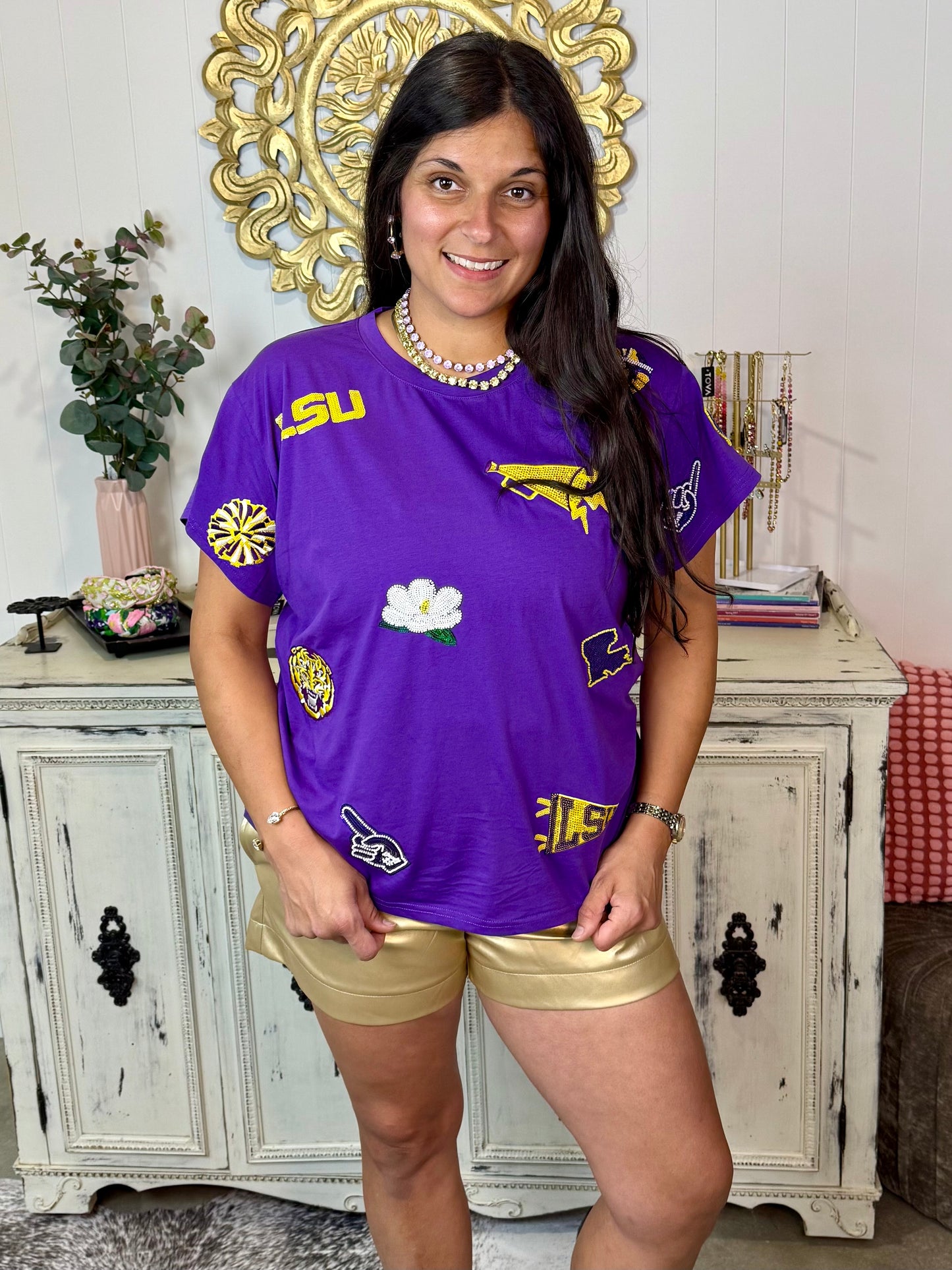 Licensed Queen of Sparkles LSU Mini Icon Tee