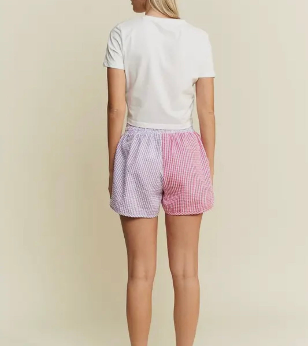 Color Block Gingham Shorts