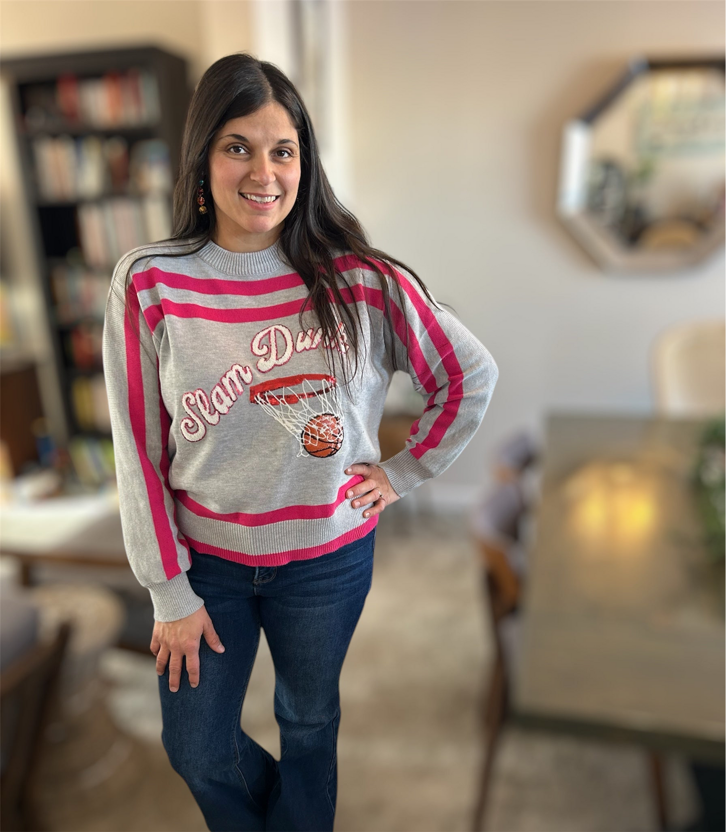 Queen of Sparkles Grey & Pink Slam Dunk Sweater
