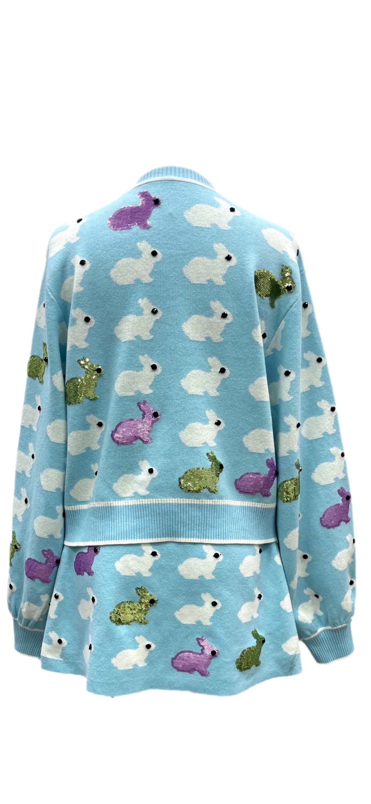 Queen of Sparkles Light Blue Scattered Bunny Cardigan