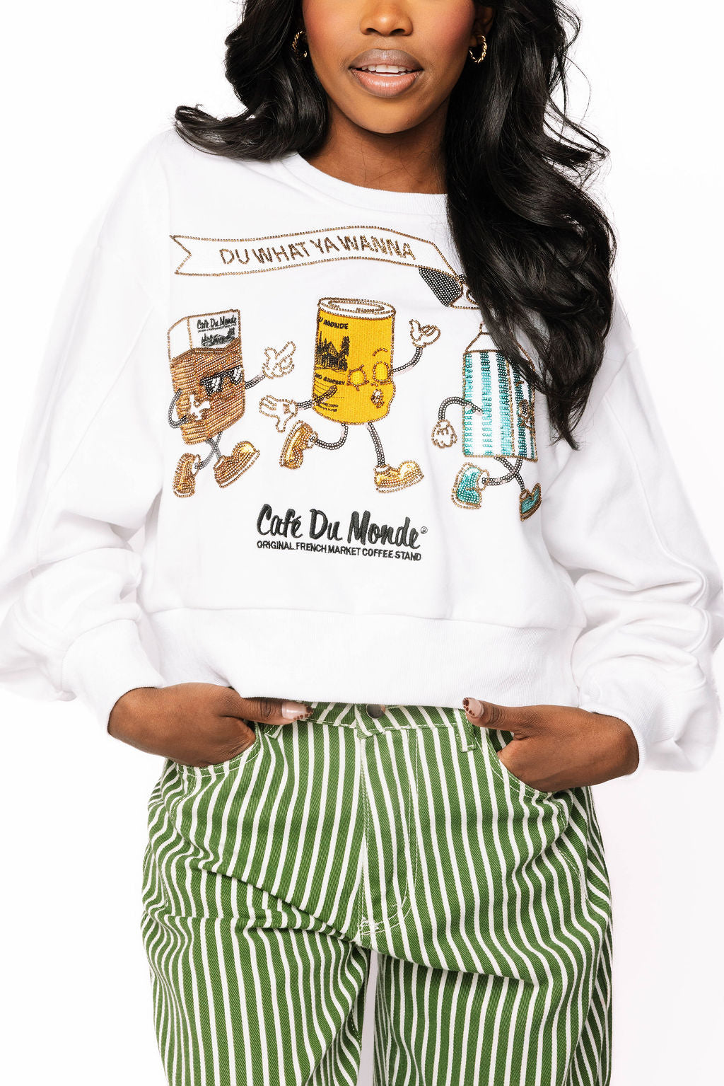 Queen of Sparkles Du What You Wanna Cafe Du Monde Sweatshirt