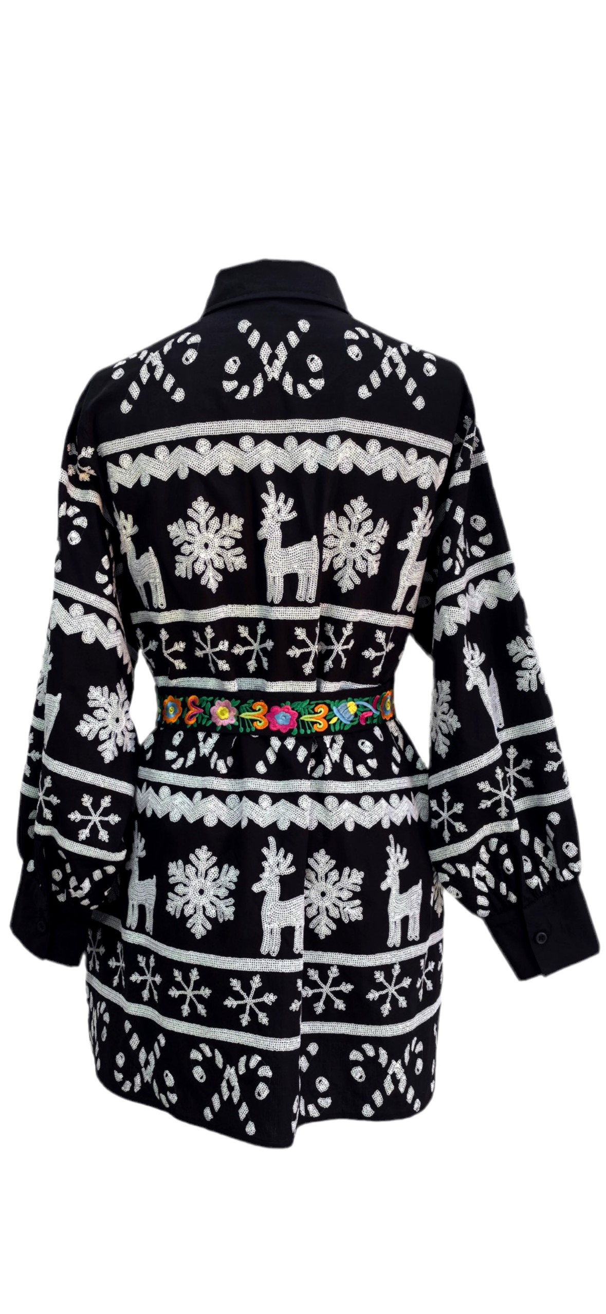 Queen of Sparkles Nordic Reindeer & Snowflake Dress