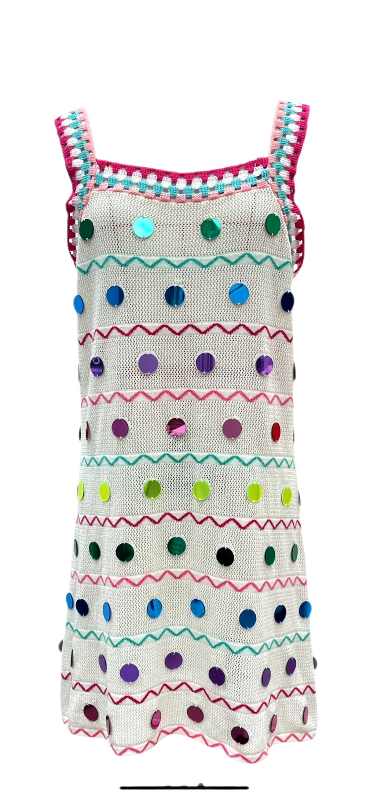 Queen of Sparkles White & Rainbow Crochet Coverup