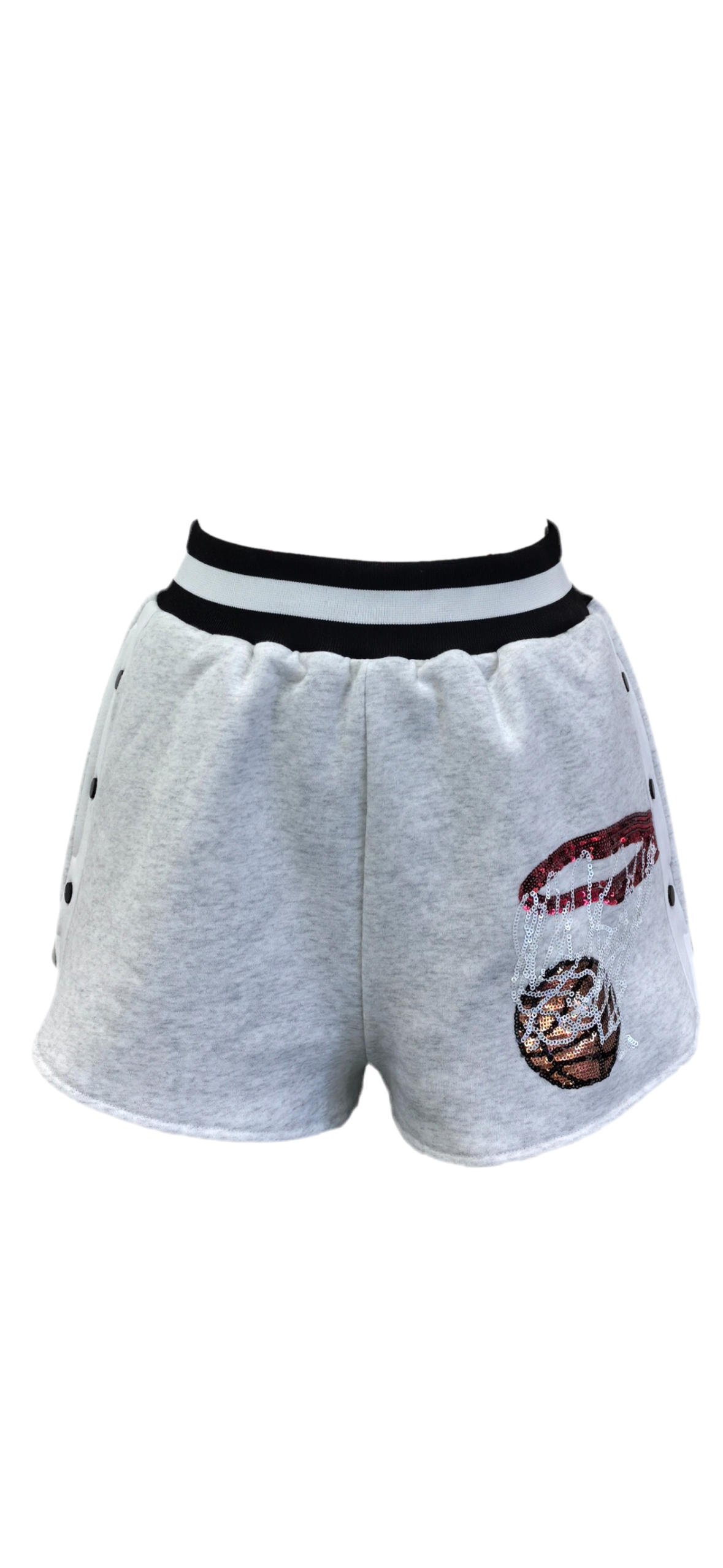 Queen of Sparkles Grey Snap Side Basketball Hoop Shorts