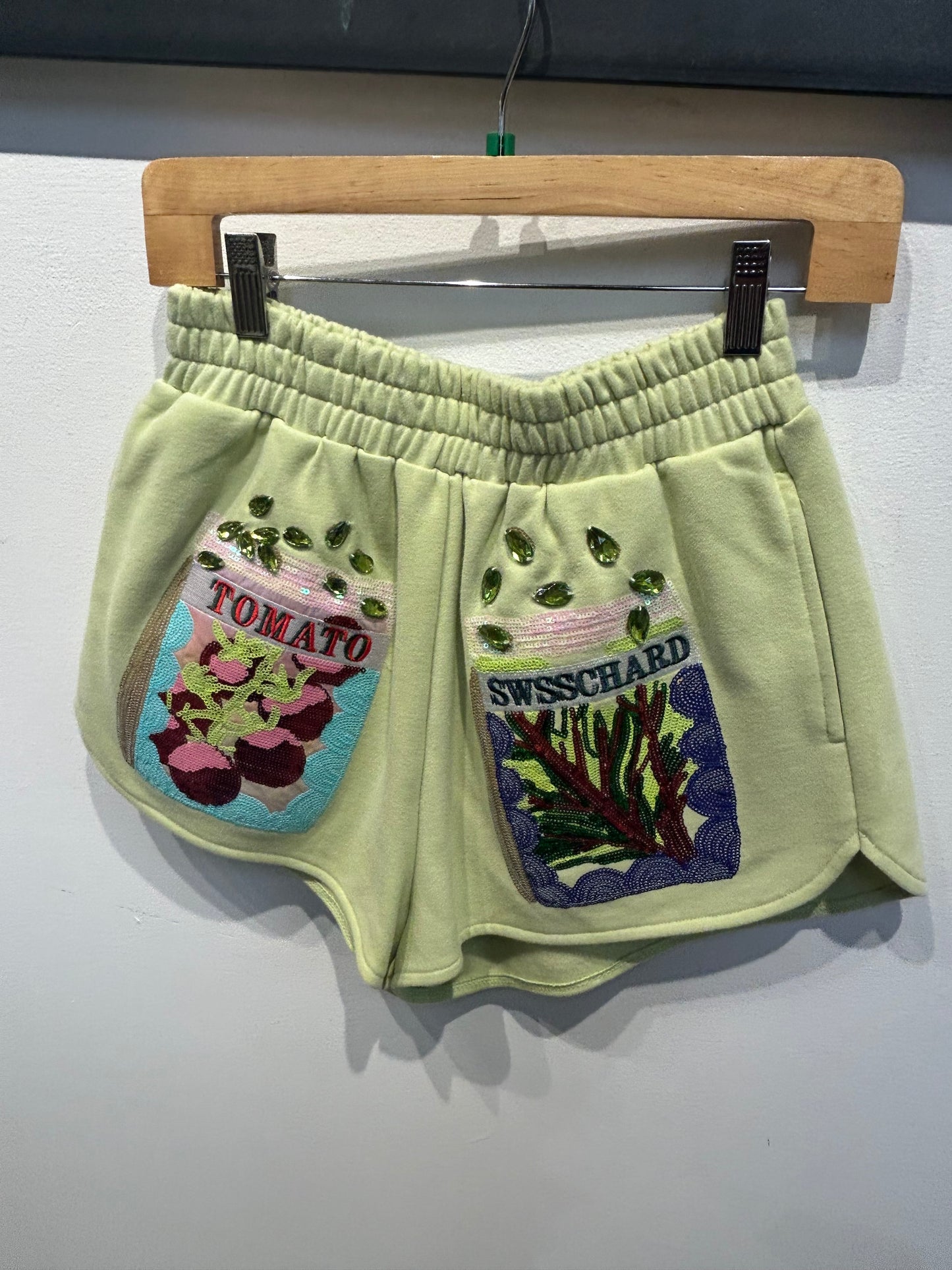 Queen of Sparkles Green Multi Seed Shorts