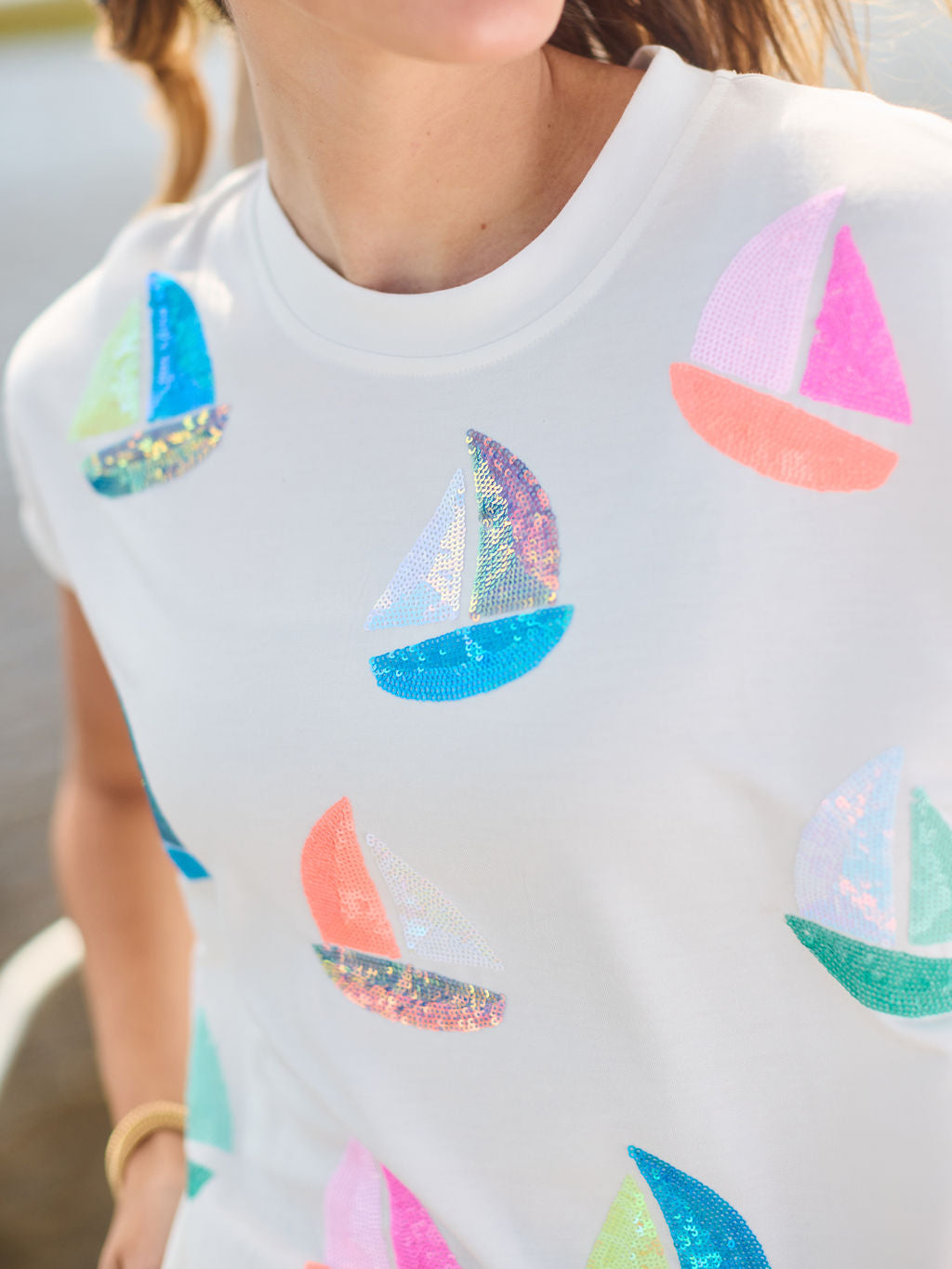 Neon Sequin Sail Boats Top