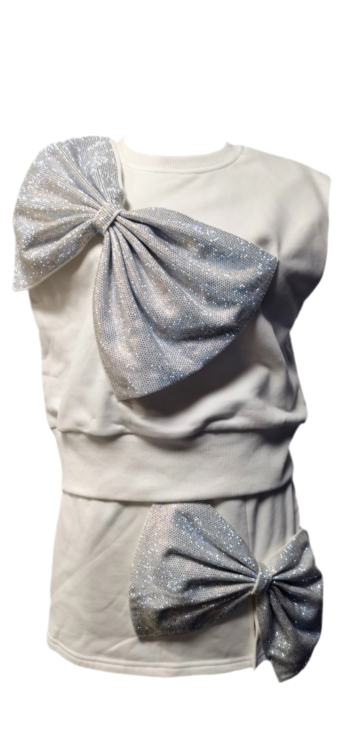 Queen of Sparkles White Oversized Rhinestone Bow Skort