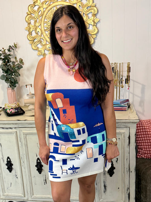 Queen of Sparkles Coastal House Scene Tank Dress