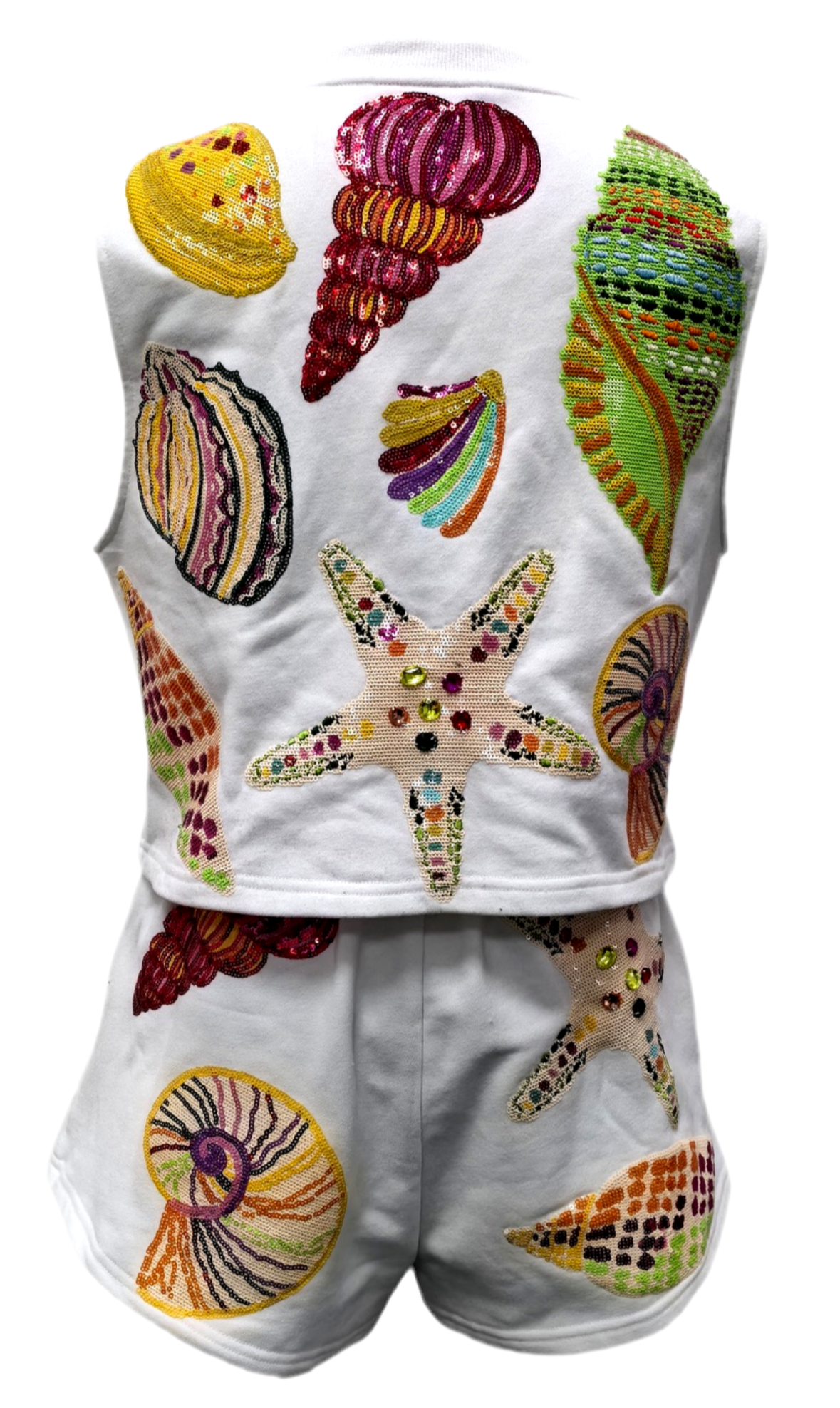 Queen of Sparkles White Multi Shell Tank