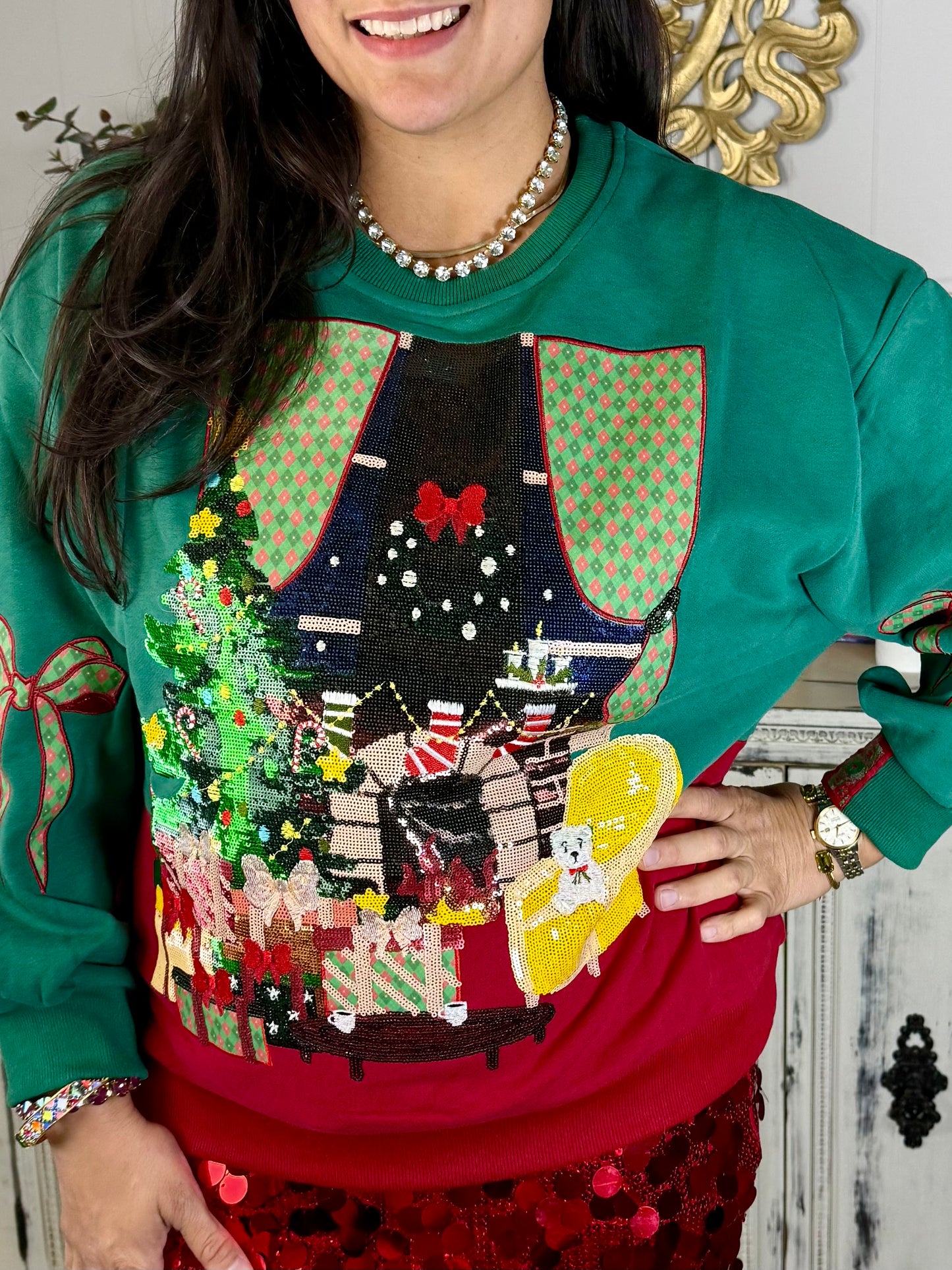 Queen of Sparkles Christmas Living Room Sweatshirt