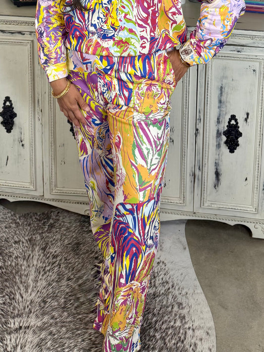 Queen of Sparkles Abstract Tiger Rhinestone Jogger