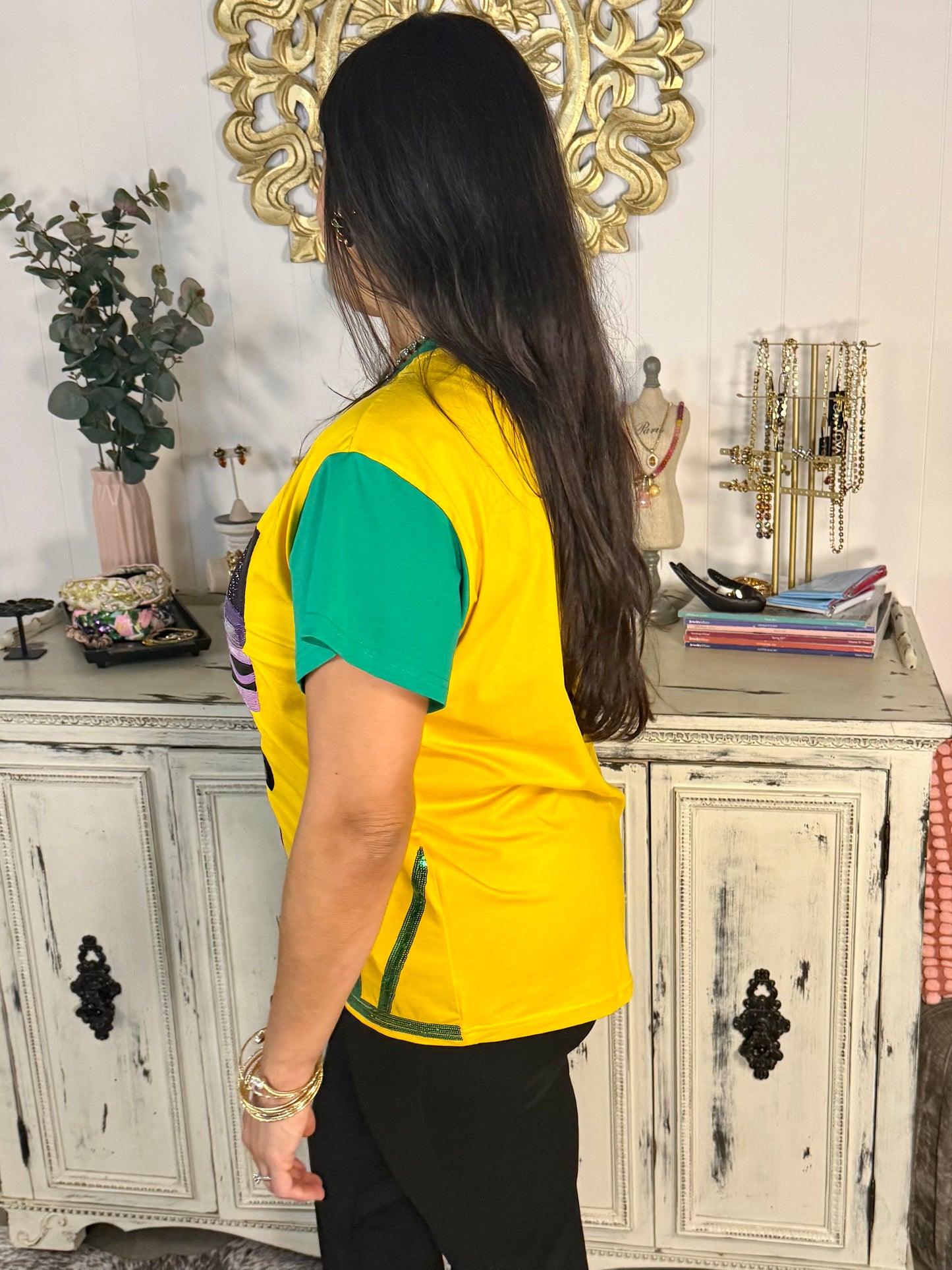 Queen of Sparkles Green and Yellow Crayon Tee