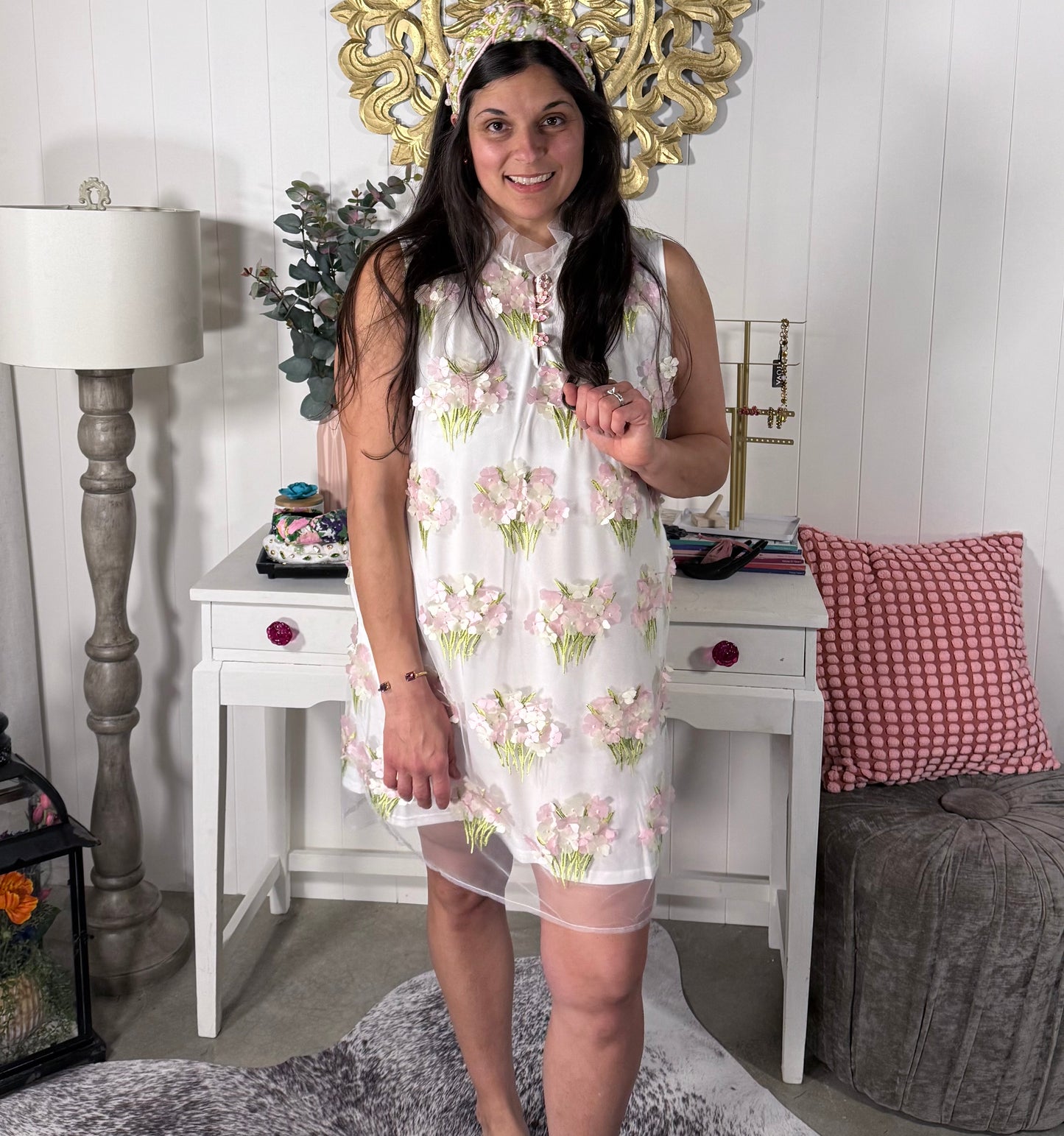 Brianna Cannon Flower Bouquet Shift Dress