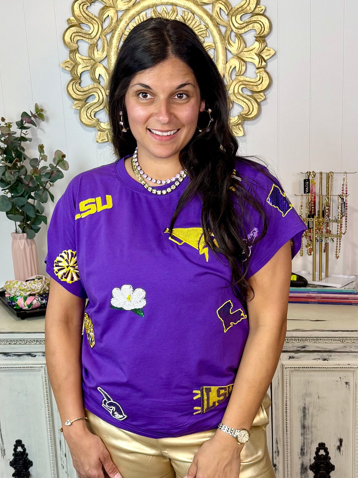 Licensed Queen of Sparkles LSU Mini Icon Tee
