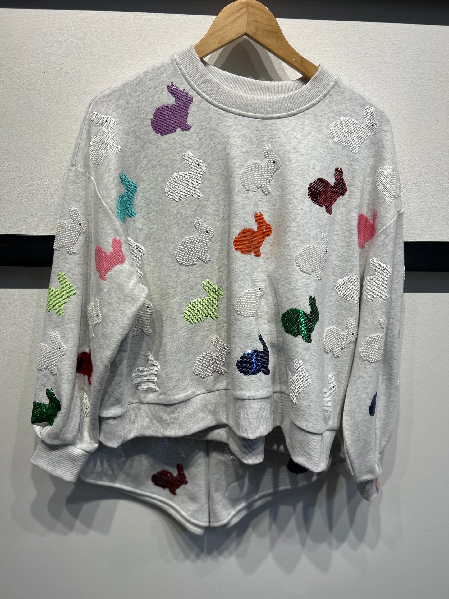 Queen of Sparkles Grey Multi Bunny Sweatshirt