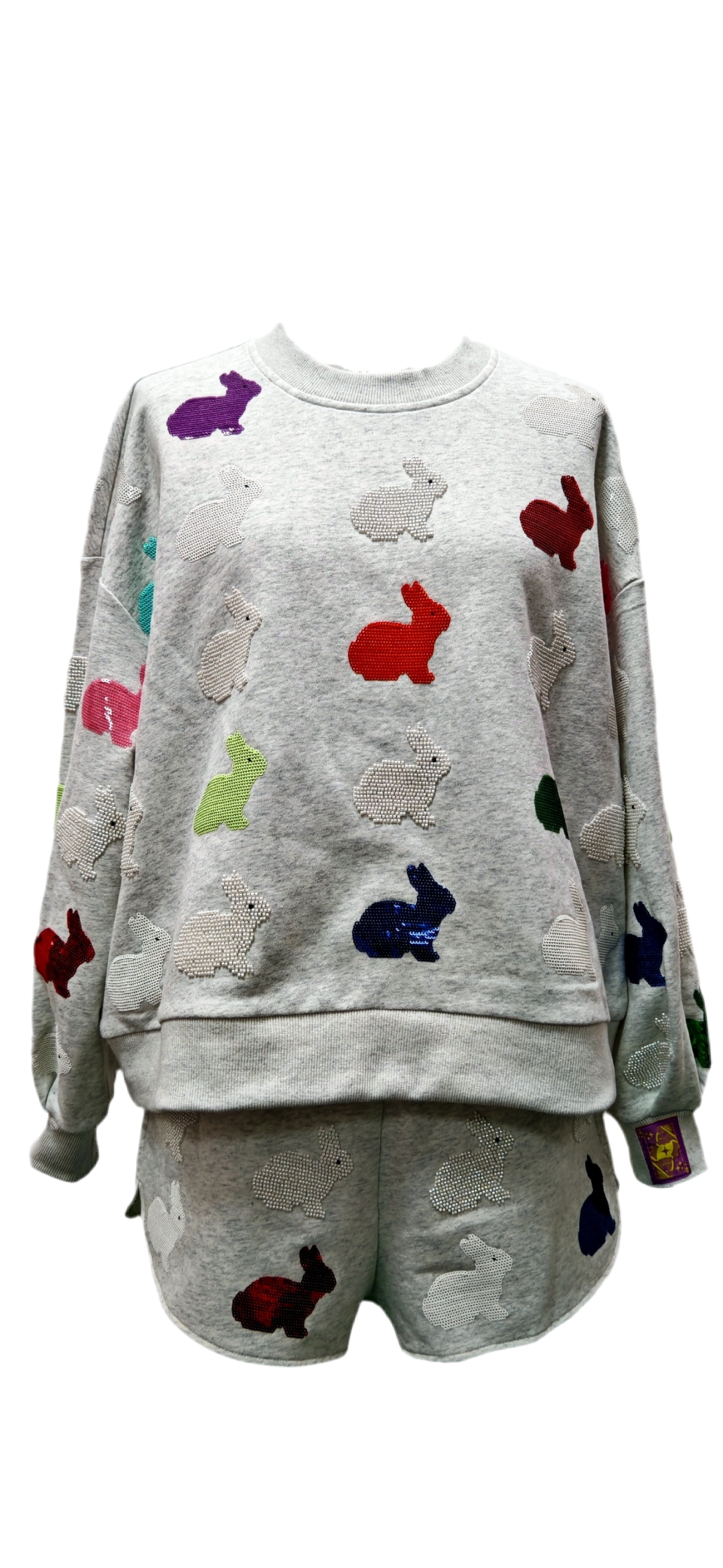 Queen of Sparkles Grey Multi Bunny Sweatshirt