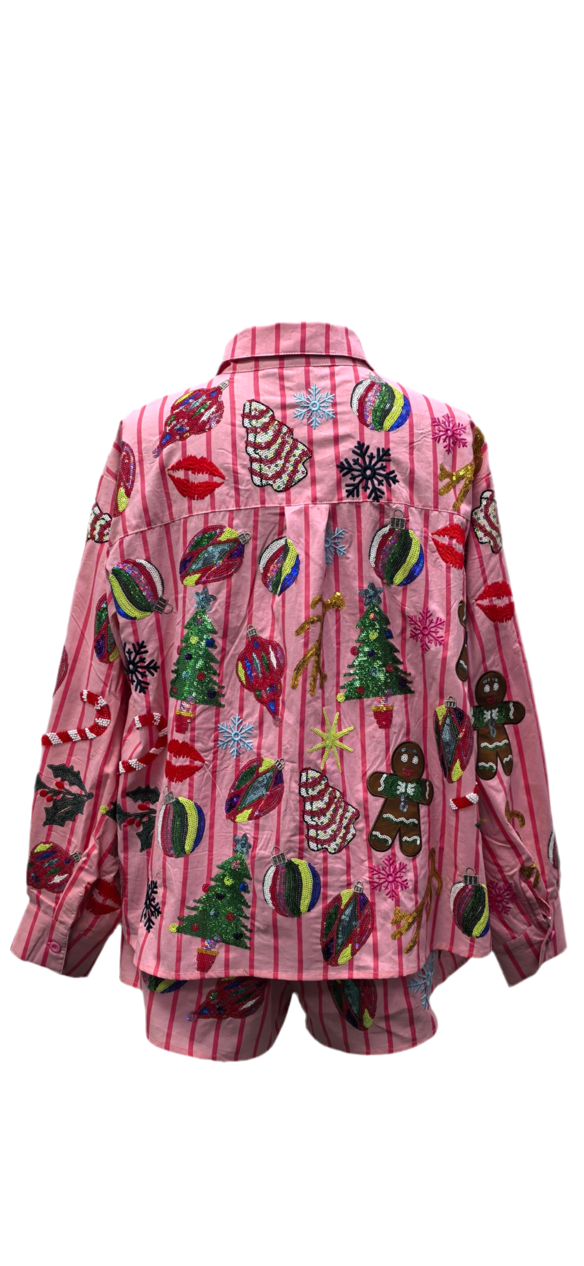 Queen of Sparkles Pink & Red Stripe Christmas Icon Top