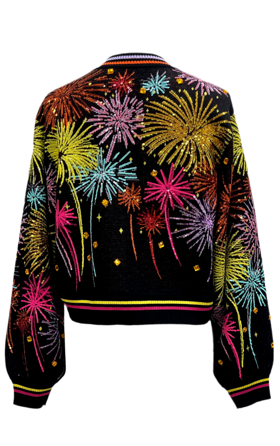Queen of Sparkles Black & Rainbow Firework Cardigan