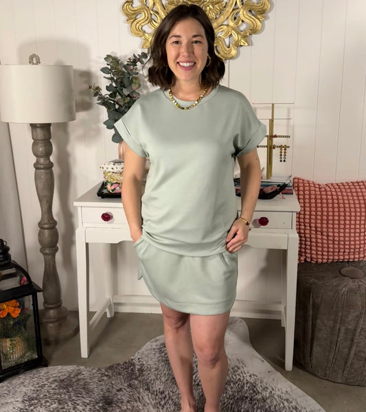 Light Slate Drop Shoulder Knit Top