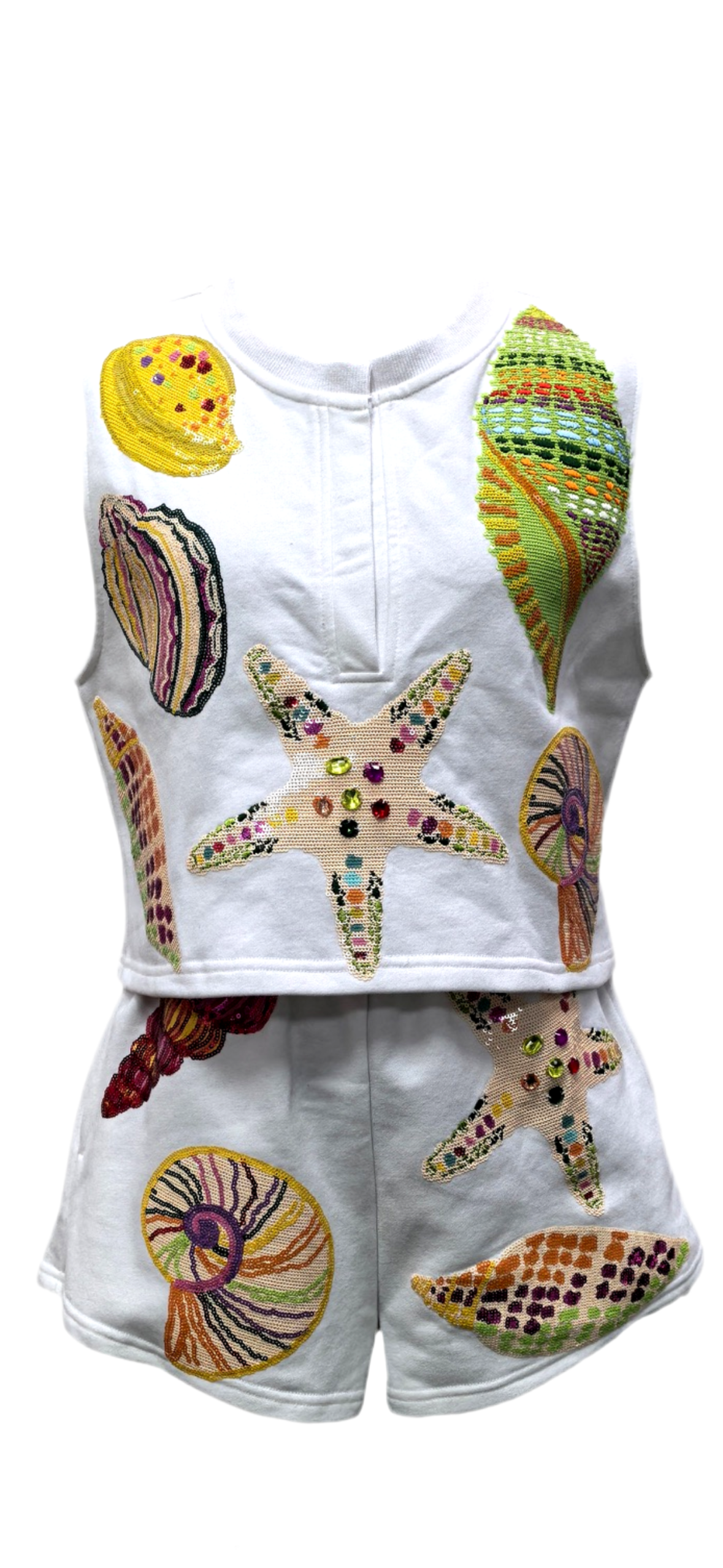 Queen of Sparkles White Multi Shell Tank