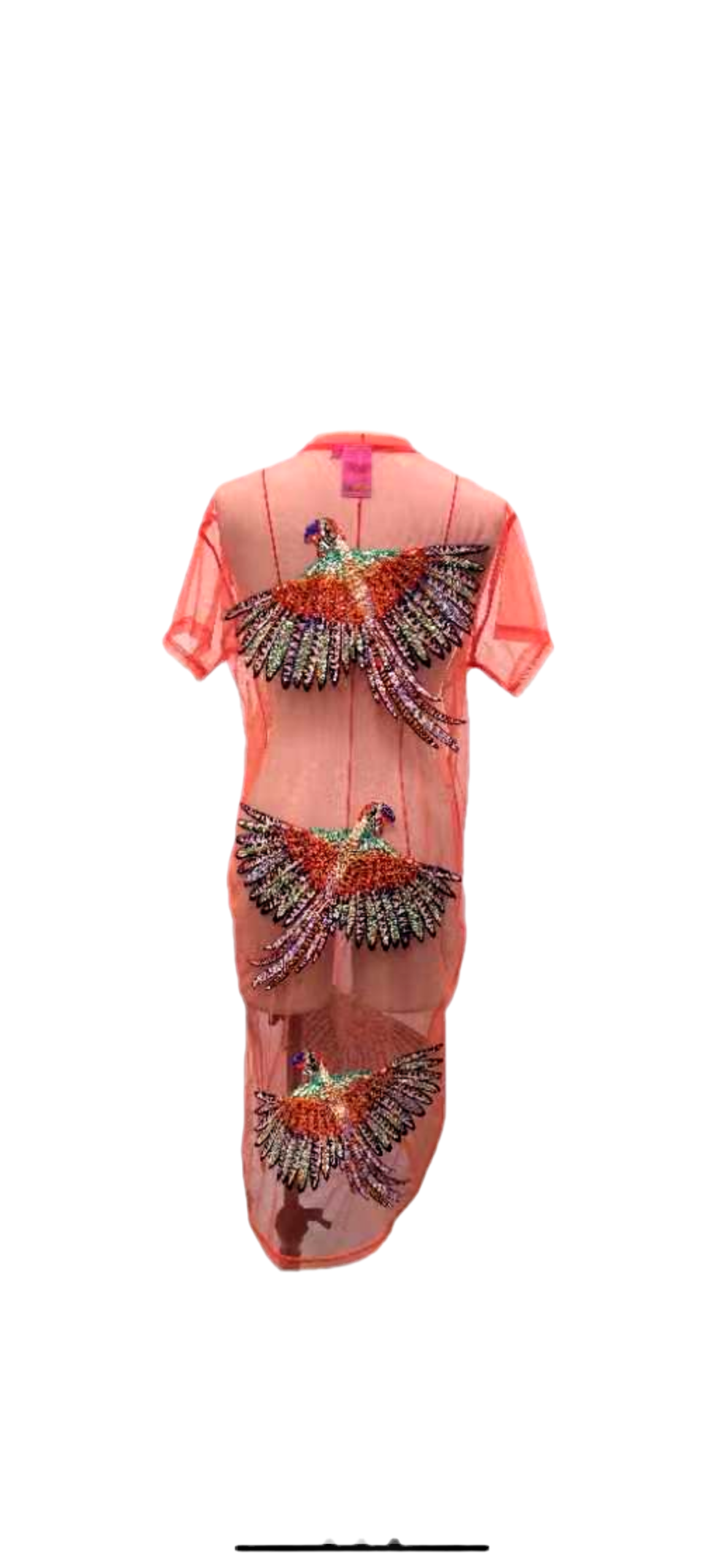 Queen of Sparkles Orange Colorful Bird Coverup Midi Dress