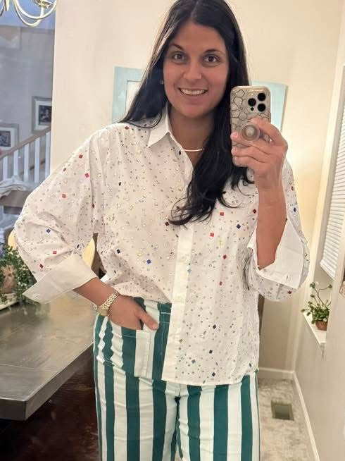 Queen of Sparkles White Multi Gemstone Shirt