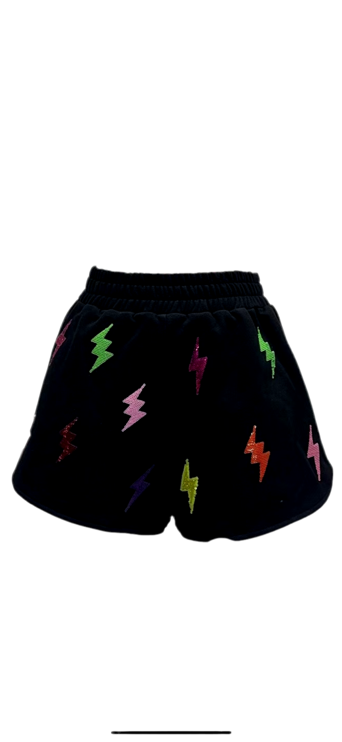 Queen of Sparkles Black Lightning Bolt Shorts
