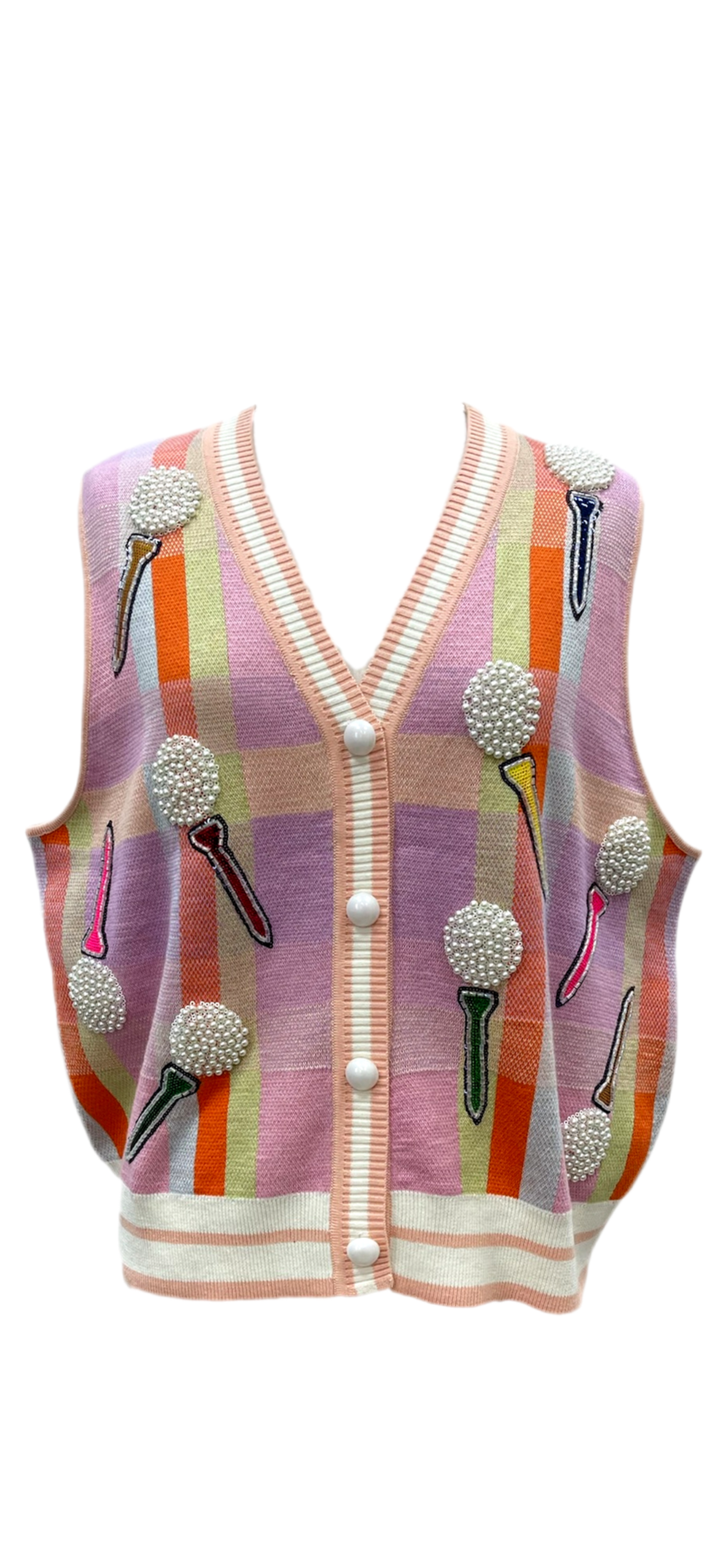 Queen of Sparkles Plaid Golf Sweater Vest