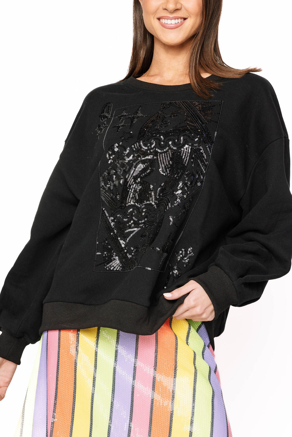 Queen of Sparkles Black Queen Card Sweatshirt