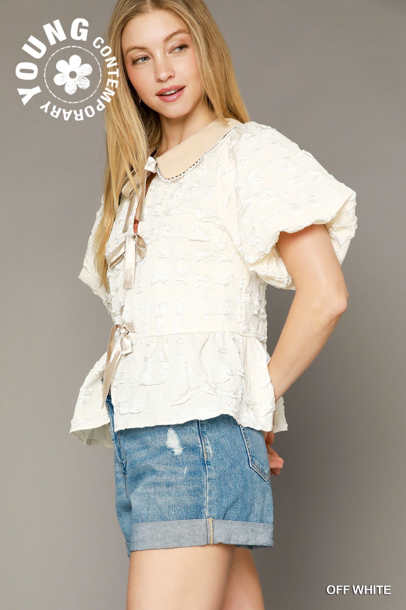 Off White Bow Top