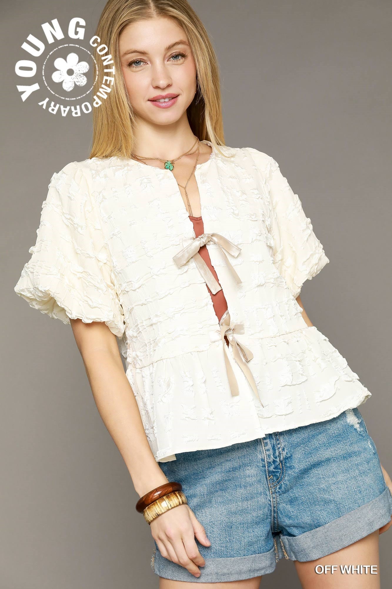 Off White Bow Top