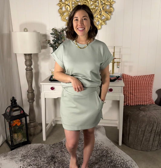 Light Slate High Waist A-line Skort