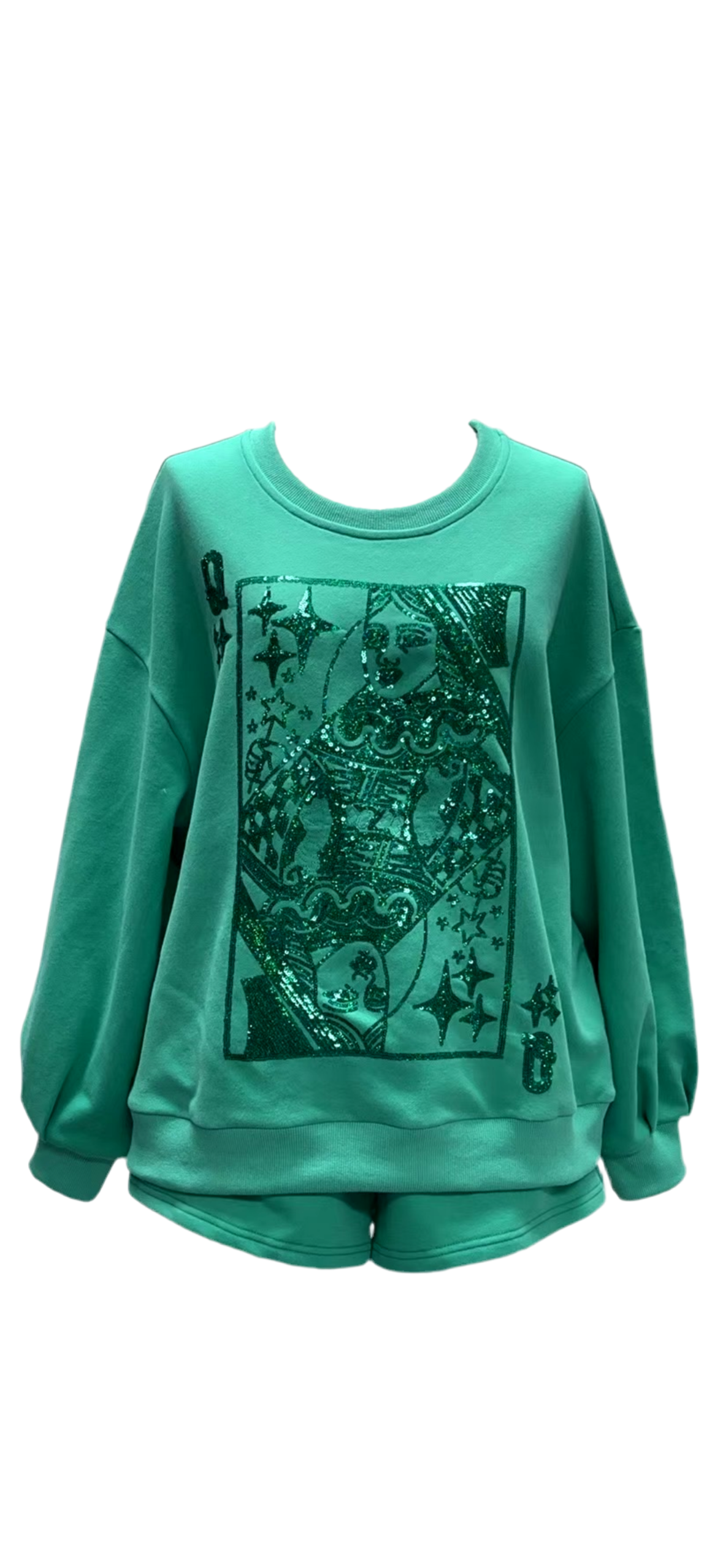Queen of Sparkles Emerald Queen Card Logo Sweatshirt