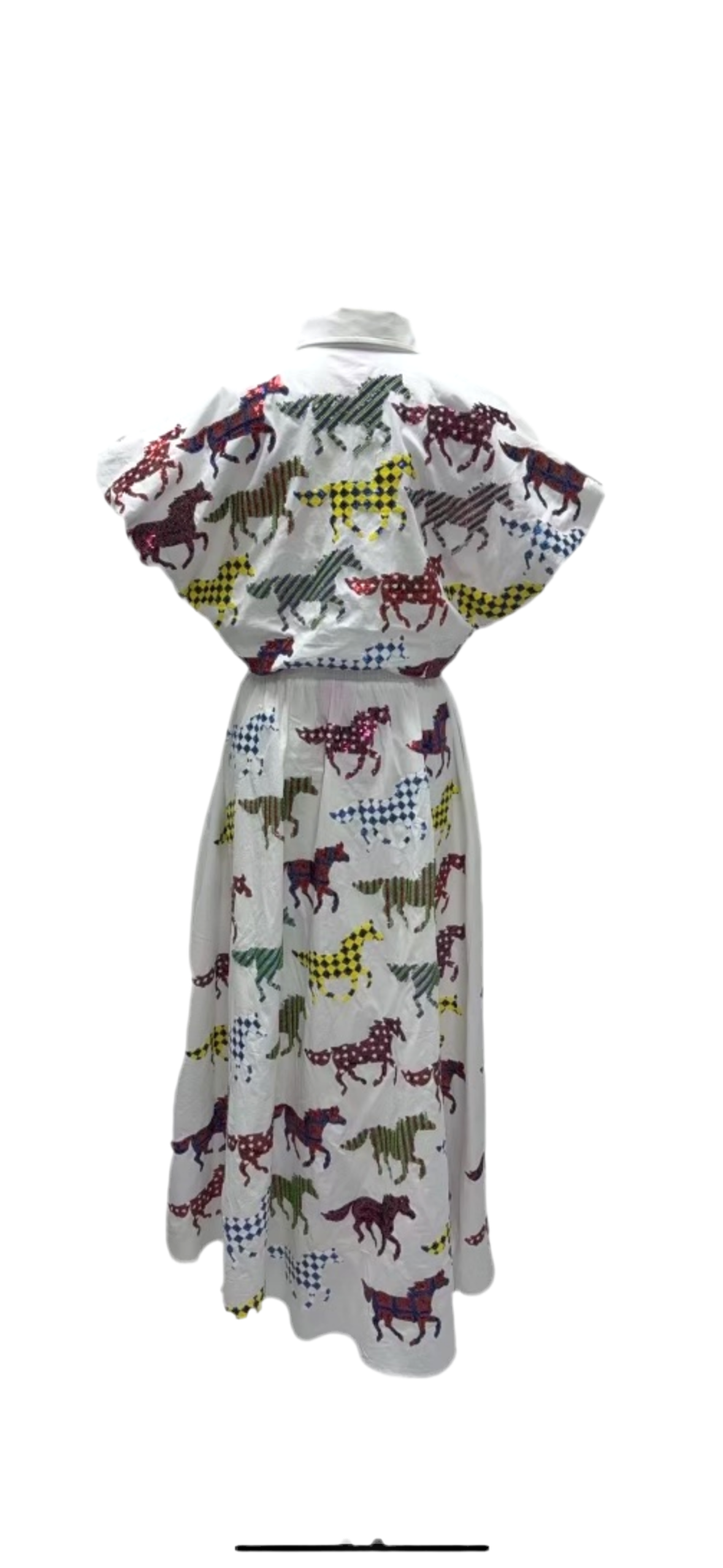 Queen of Sparkles White Multi Horse Bubble Top
