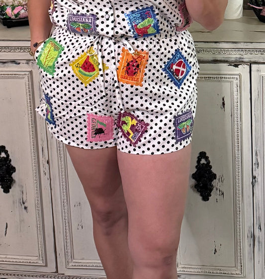 Queen of Sparkles Polka Dot Multi Stamp Shorts