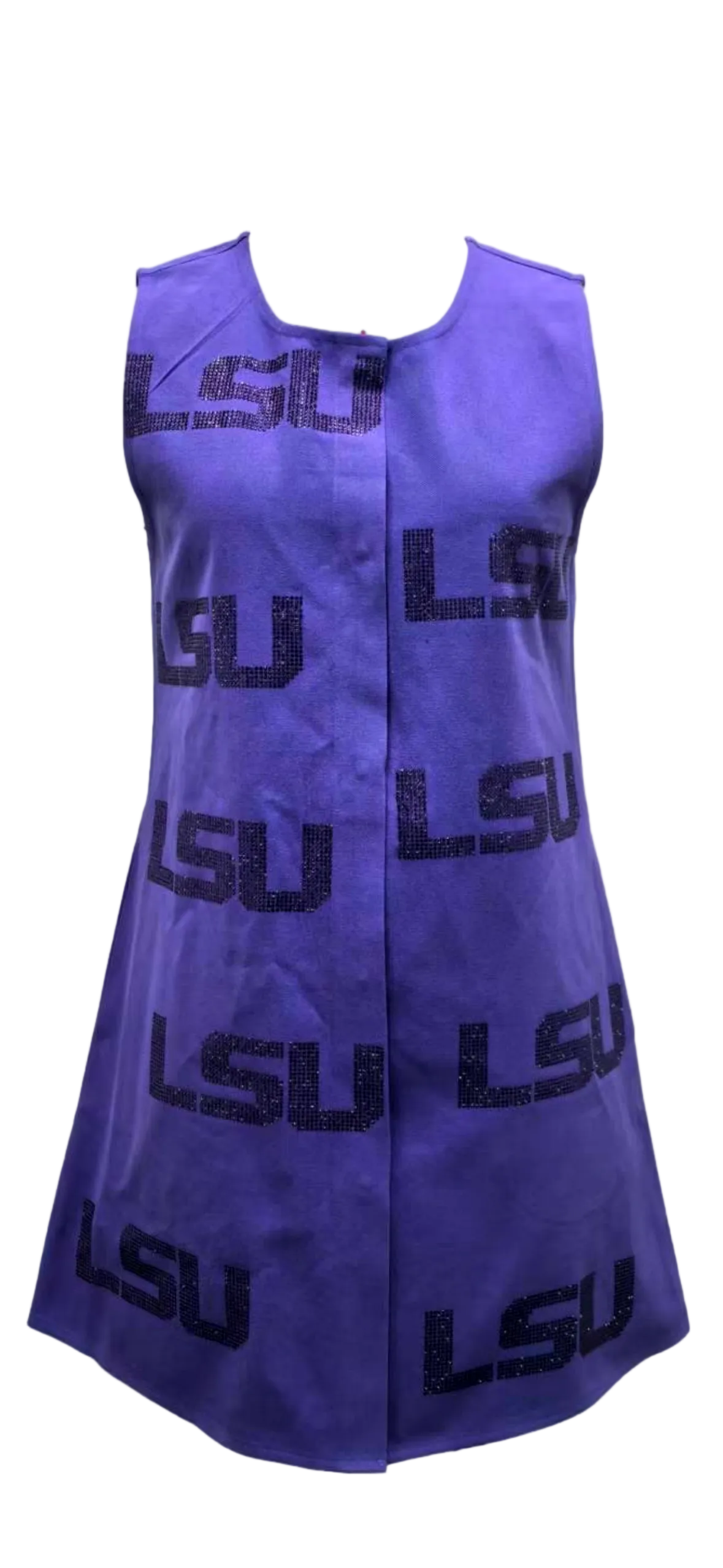 Queen of Sparkles Licensed LSU Tonal Rhinestone Scattered Abbreviation Tank Dress