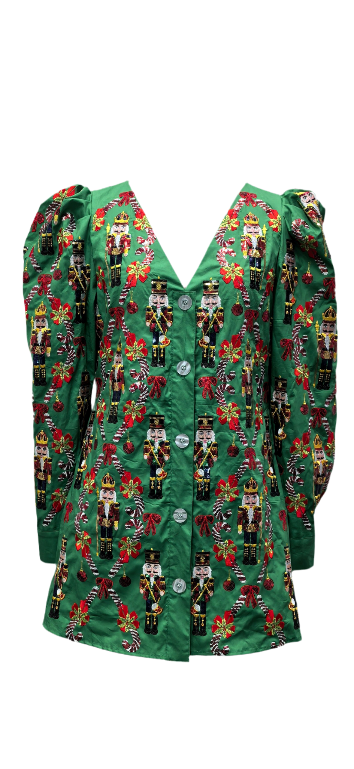 Queen of Sparkles Green Nutcracker & Candy Cane Dress