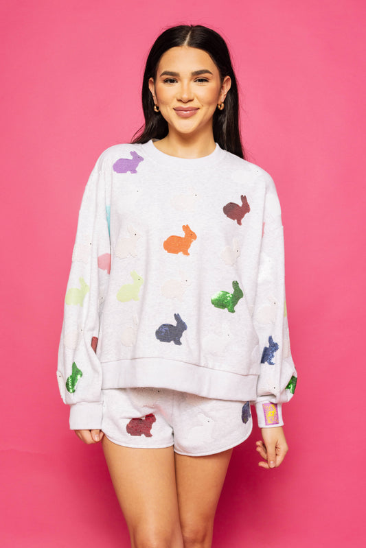Queen of Sparkles Grey Multi Bunny Shorts